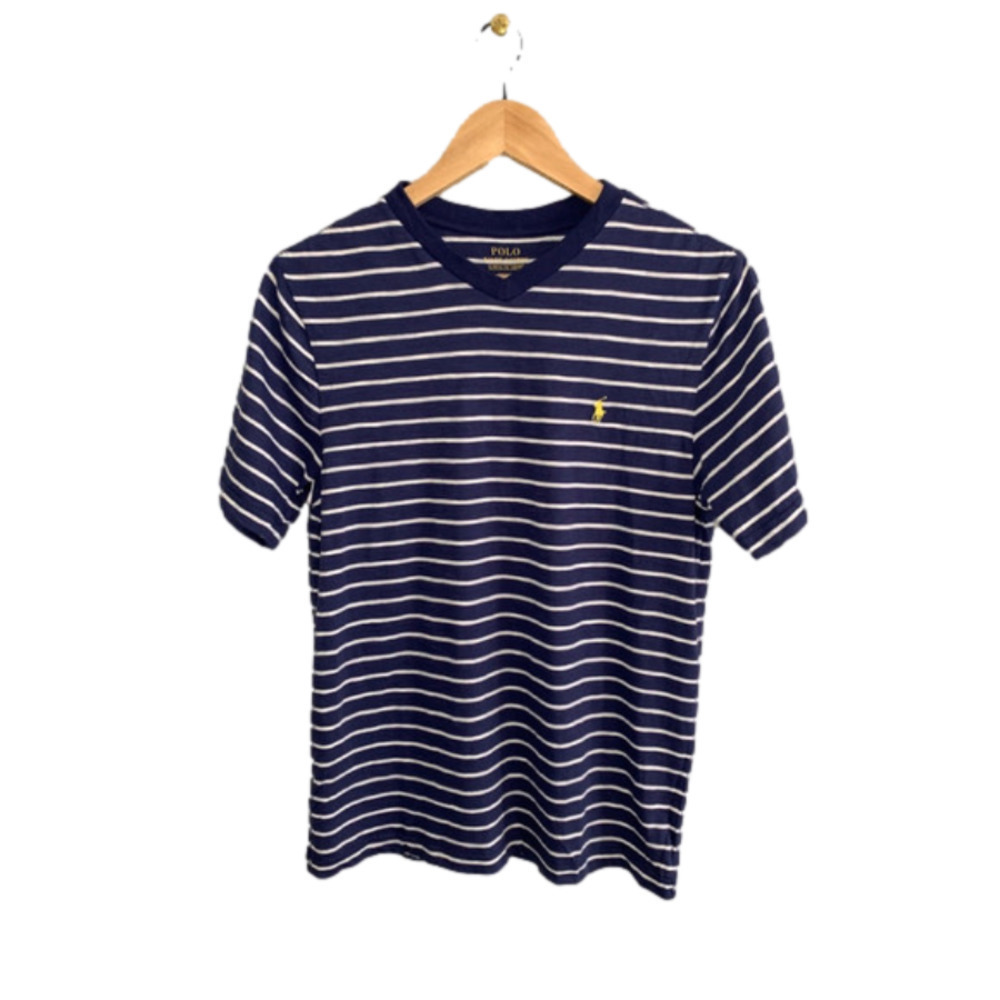 Ralph Lauren Polo Blue & White Stripes Short Sleeve Shirt Boys‎ Kids Large 14-16